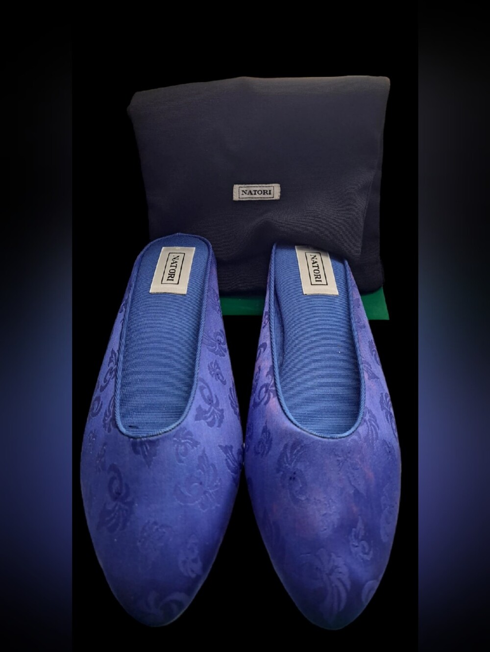 Natori Ladies Blue Jacquard Slippers